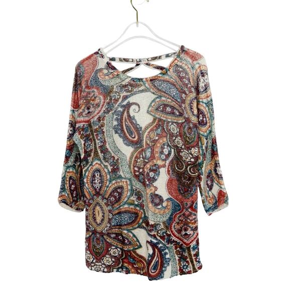 Vintage Chicos Paisley Knit Blouse Retro Paisley Top Small - Picture 1 of 5